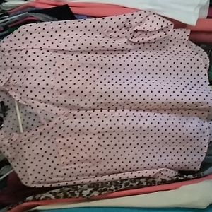 By&by, pink poke-a-dot, shear, long sleeve